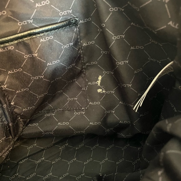 ALDO black natural straw tote bag tassel gold hardware embellishment - Picture 11 of 16